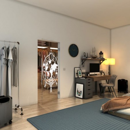 Pendeltür - Fineprint Model 127 Weiss auf Klarglas