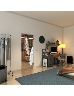 Pendeltür - Fineprint Model 129 Weiss auf Klarglas