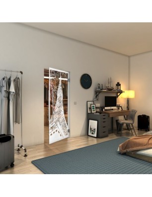 Pendeltür - Fineprint Model 132 Weiss auf Klarglas