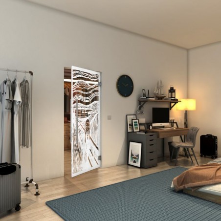 Pendeltür - Fineprint Model 133 Weiss auf Klarglas