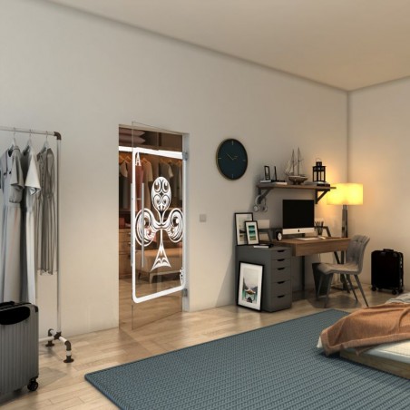 Pendeltür - Fineprint Model 135 Weiss auf Klarglas