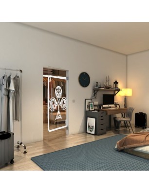 Pendeltür - Fineprint Model 135 Weiss auf Klarglas