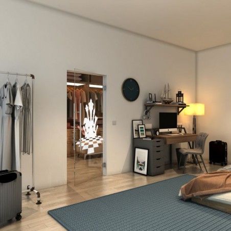 Pendeltür - Fineprint Model 136 Weiss auf Klarglas