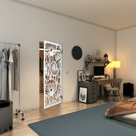 Pendeltür - Fineprint Model 165 Weiss auf Klarglas