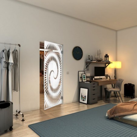 Pendeltür - Fineprint Model 197 Weiss auf Klarglas