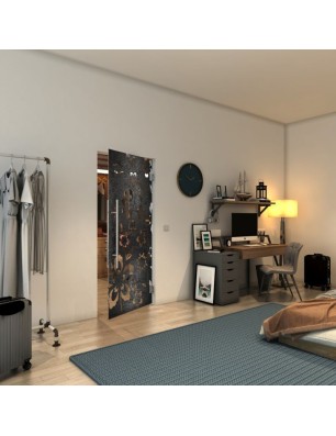 Pendeltür - Fineprint Model 199 Schwarz auf Klarglas