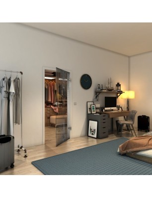 Ganzglastür - Fineprint Model 024 Schwarz auf Klarglas