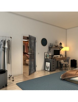 Ganzglastür - Fineprint Model 025 Schwarz auf Klarglas