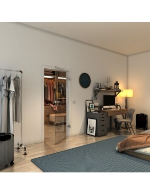 Ganzglastür - Fineprint Model 028 Schwarz auf Klarglas