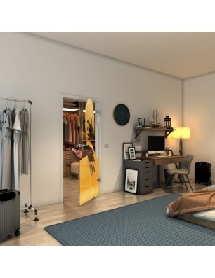 Ganzglastür - Fineprint Model 124 Gold auf Klarglas