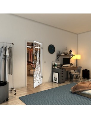 Ganzglastür - Fineprint Model 132 Weiss auf Klarglas