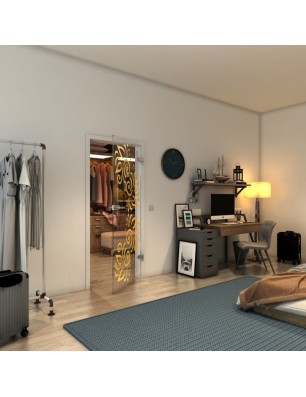 Ganzglastür - Fineprint Model 163 Gold auf Klarglas