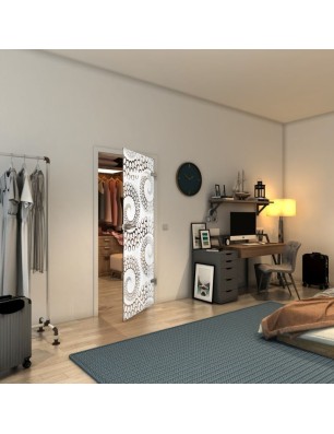 Ganzglastür - Fineprint Model 198 Weiss auf Klarglas