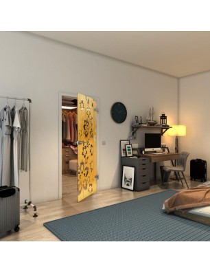 Ganzglastür - Fineprint Model 199 Gold auf Klarglas