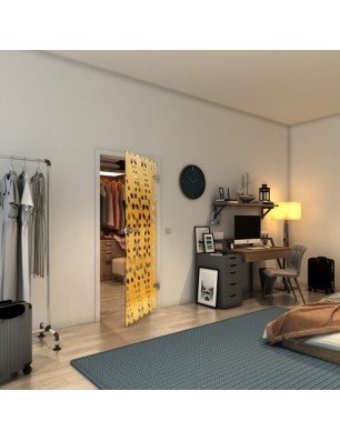 Ganzglastür - Fineprint Model 203 Gold auf Klarglas