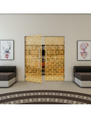 Pendeltür - Fineprint Model 001 Gold auf Klarglas