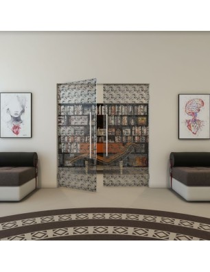 Pendeltür - Fineprint Model 003 Schwarz auf Klarglas