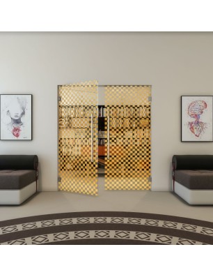 Pendeltür - Fineprint Model 004 Gold auf Klarglas