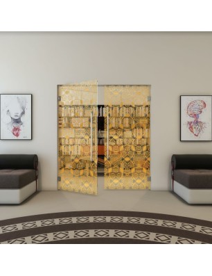 Pendeltür - Fineprint Model 005 Gold auf Klarglas