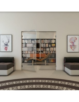 Pendeltür - Fineprint Model 009 Schwarz auf Klarglas