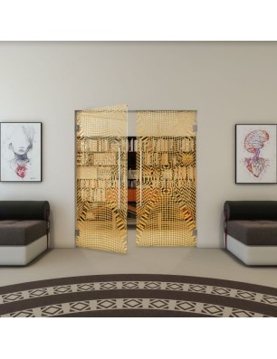 Pendeltür - Fineprint Model 011 Gold auf Klarglas