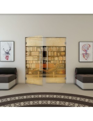 Pendeltür - Fineprint Model 022 Gold auf Klarglas