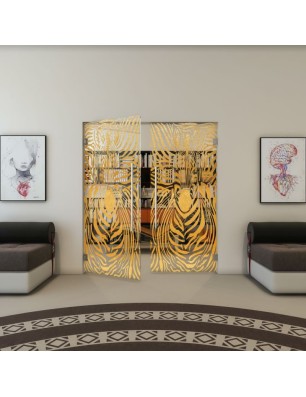 Pendeltür - Fineprint Model 023 Gold auf Klarglas