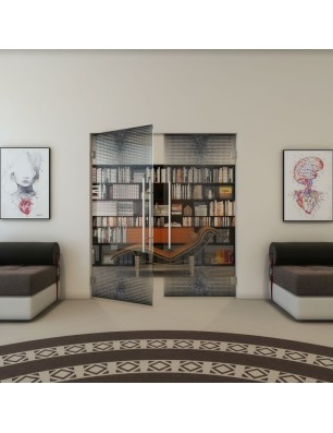 Pendeltür - Fineprint Model 024 Schwarz auf Klarglas