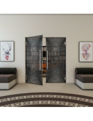 Pendeltür - Fineprint Model 025 Schwarz auf Klarglas