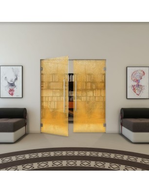 Pendeltür - Fineprint Model 025 Gold auf Klarglas