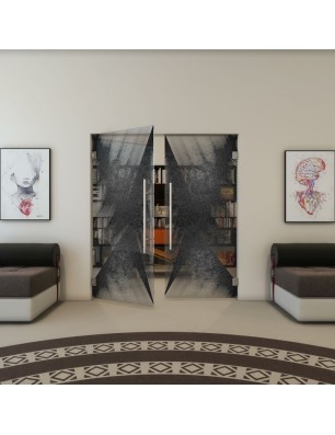 Pendeltür - Fineprint Model 026 Schwarz auf Klarglas