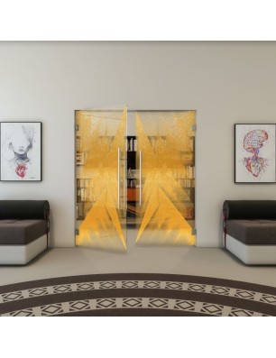 Pendeltür - Fineprint Model 026 Gold auf Klarglas