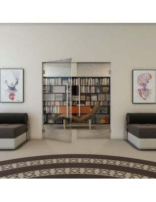 Pendeltür - Fineprint Model 027 Schwarz auf Klarglas