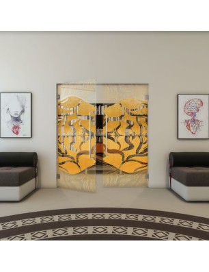 Pendeltür - Fineprint Model 031 Gold auf Klarglas