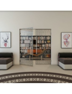 Pendeltür - Fineprint Model 035 Schwarz auf Klarglas