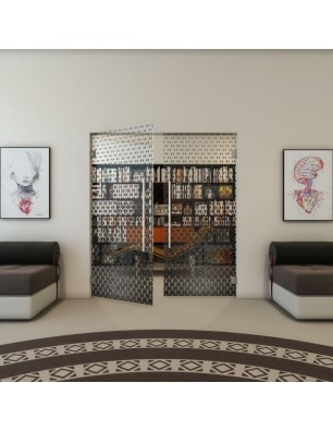 Pendeltür - Fineprint Model 038 Schwarz auf Klarglas