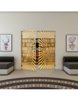Pendeltür - Fineprint Model 043 Gold auf Klarglas