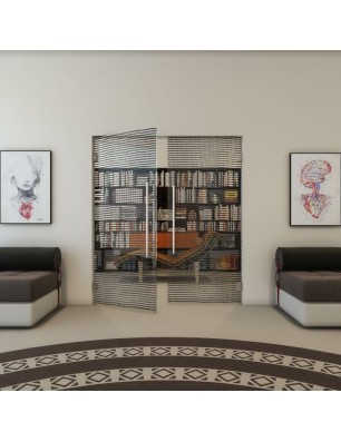 Pendeltür - Fineprint Model 046 Schwarz auf Klarglas