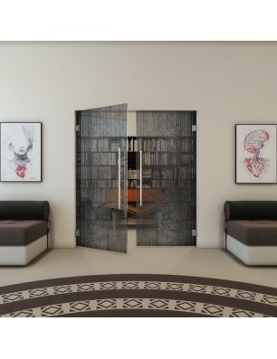 Pendeltür - Fineprint Model 050 Schwarz auf Klarglas