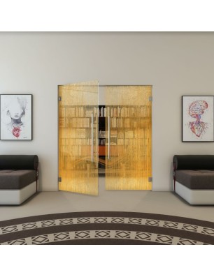 Pendeltür - Fineprint Model 050 Gold auf Klarglas