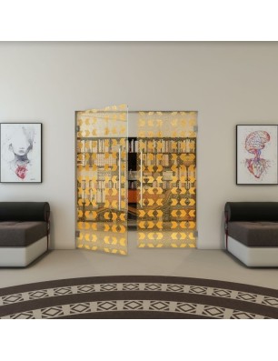 Pendeltür - Fineprint Model 053 Gold auf Klarglas