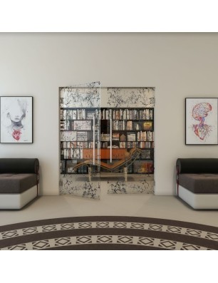 Pendeltür - Fineprint Model 054 Schwarz auf Klarglas