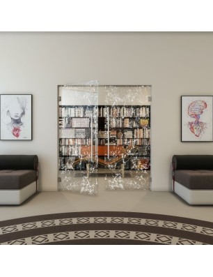 Pendeltür - Fineprint Model 054 Weiss auf Klarglas