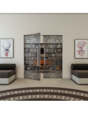 Pendeltür - Fineprint Model 055 Schwarz auf Klarglas