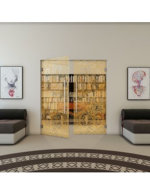 Pendeltür - Fineprint Model 055 Gold auf Klarglas