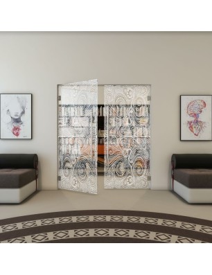 Pendeltür - Fineprint Model 055 Weiss auf Klarglas