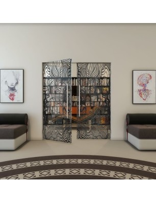 Pendeltür - Fineprint Model 056 Schwarz auf Klarglas