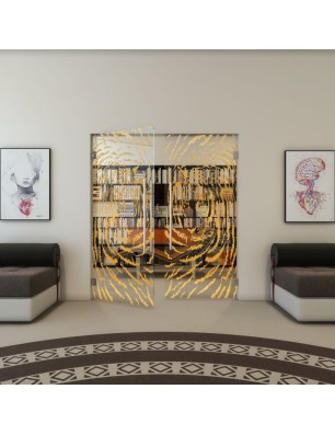 Pendeltür - Fineprint Model 057 Gold auf Klarglas