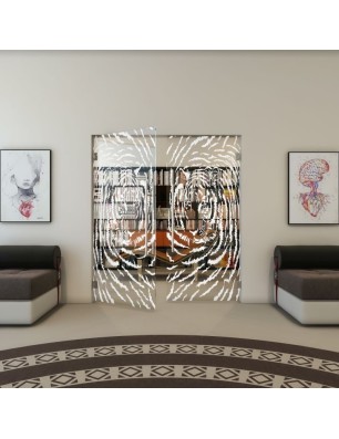 Pendeltür - Fineprint Model 057 Weiss auf Klarglas