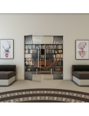 Pendeltür - Fineprint Model 059 Schwarz auf Klarglas